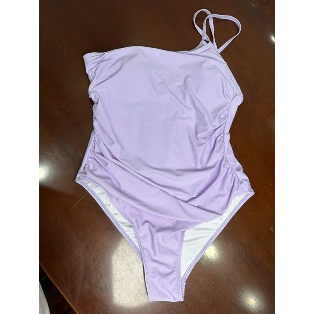 Lavender Ruched One-Piece Swimsuit Size M